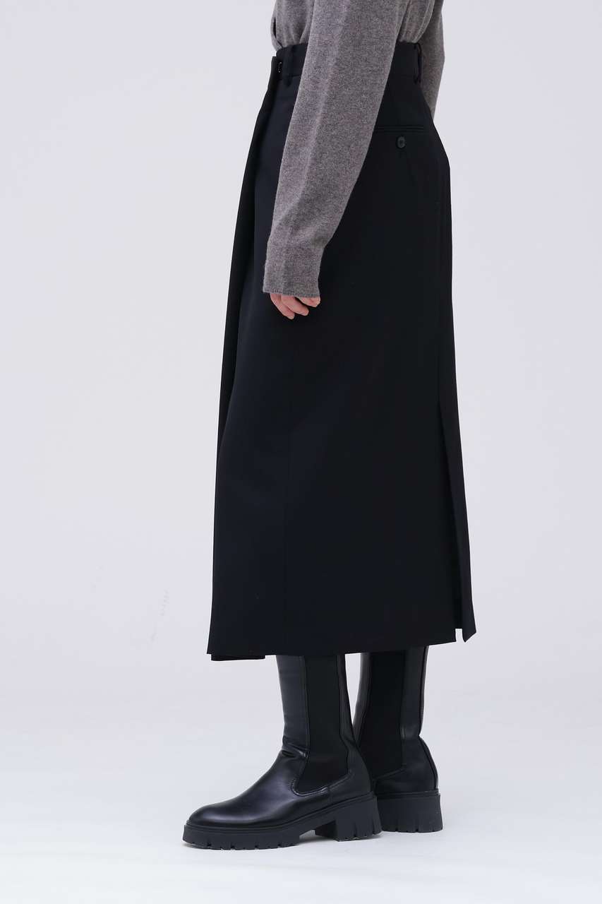 YLEVE(イレーヴ)｜YLEVE / MERINO WOOL TWILL WRAP SKIRT/ブラック の