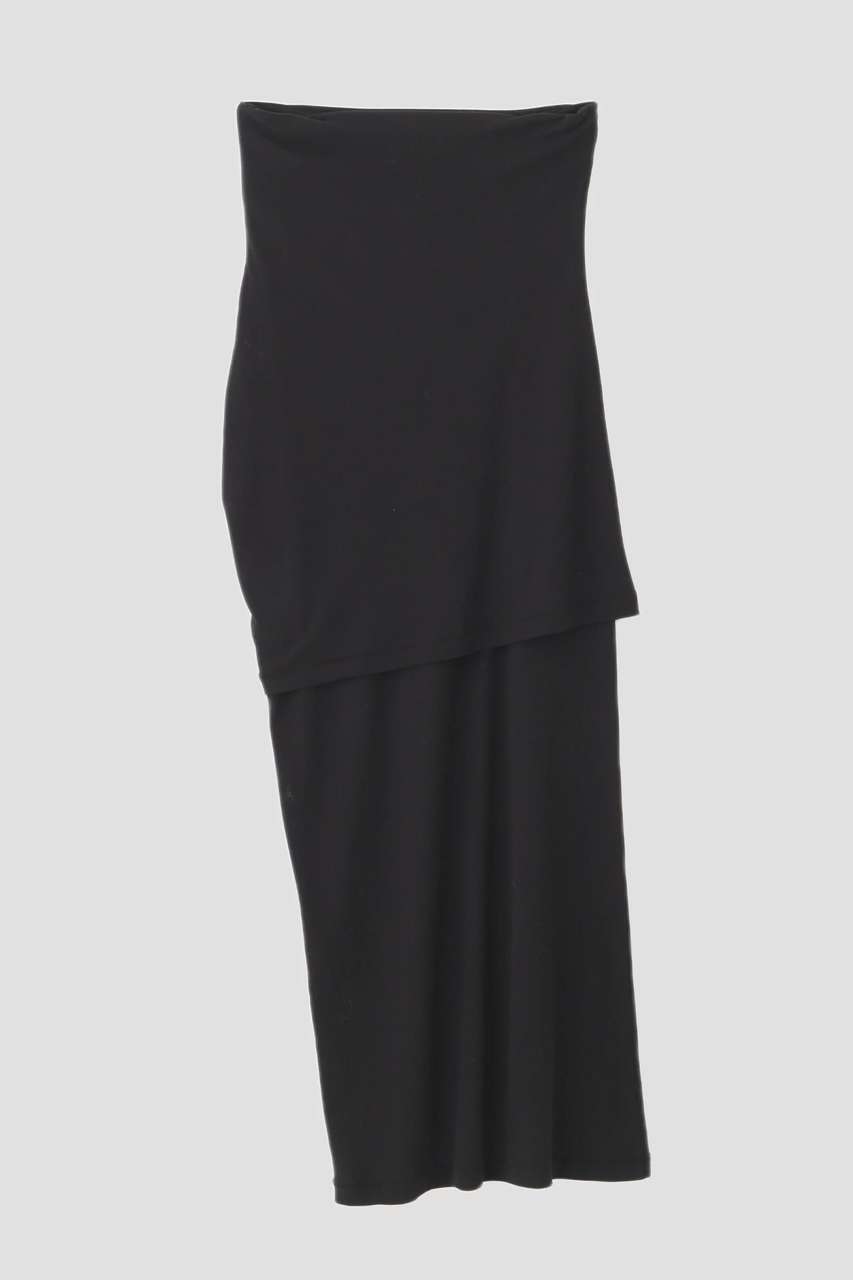 イレーヴ/YLEVEのYLEVE / 80/2 HIGH-TWISTED GAUZE BARE JERSEY ONE PIECE SKIRT(ブラック/1685255006)