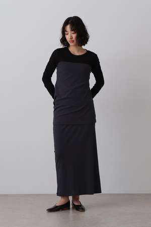 イレーヴ/YLEVEのYLEVE / 80/2 HIGH-TWISTED GAUZE BARE JERSEY ONE PIECE SKIRT(110500/110503)