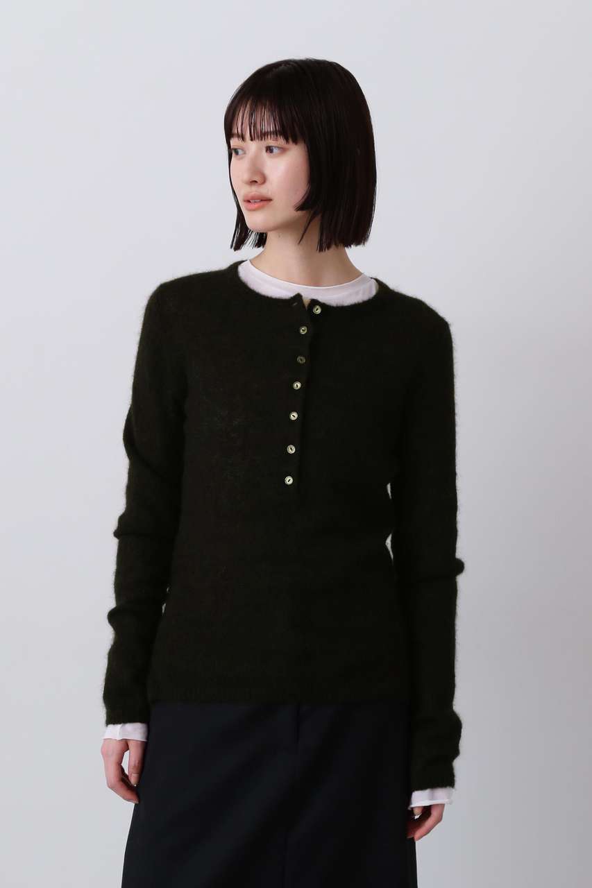 イレーヴ/YLEVEのYLEVE / FAIRY ALPACA KNIT HENLY NECK(ブラック/1685260036)