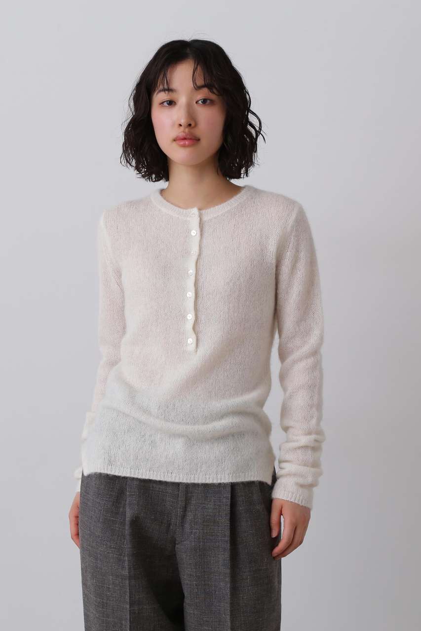 イレーヴ/YLEVEのYLEVE / FAIRY ALPACA KNIT HENLY NECK(ホワイト/1685260036)
