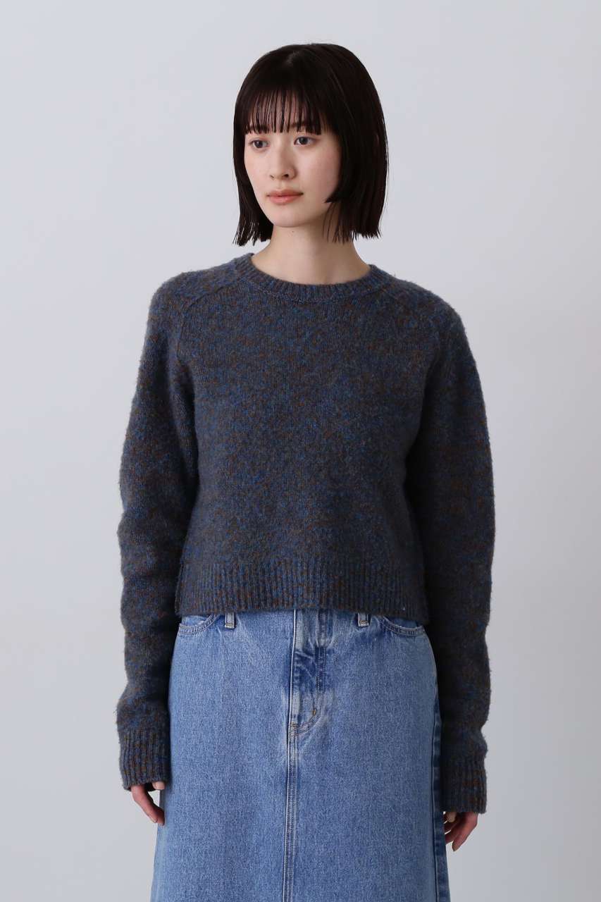 イレーヴ/YLEVEのYLEVE / ITARIAN MERINO WOOL MELANGE KNIT PULL OVER(ブルー/1685260071)
