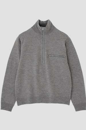 イレーヴ/YLEVEのYLEVE / ULTRAFINE MERINO MILLED WOOL KNIT HALF ZIP PULL OVER(110300/110301)