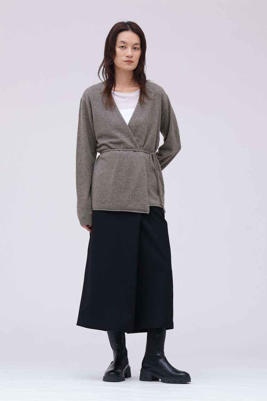 YLEVE(イレーヴ)｜YLEVE / CASHMERE KNIT WRAP CARDIGAN/グレー の通販