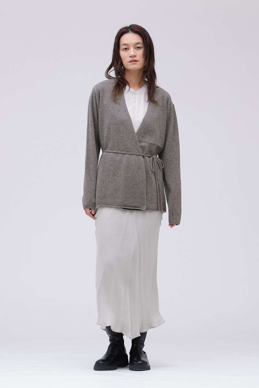 YLEVE(イレーヴ)｜YLEVE / CASHMERE KNIT WRAP CARDIGAN/グレー の通販