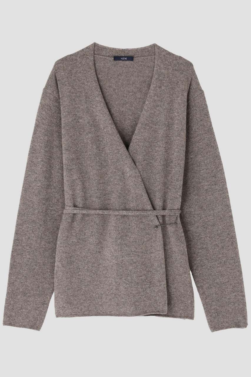 YLEVE(イレーヴ)｜YLEVE / CASHMERE KNIT WRAP CARDIGAN/グレー の通販
