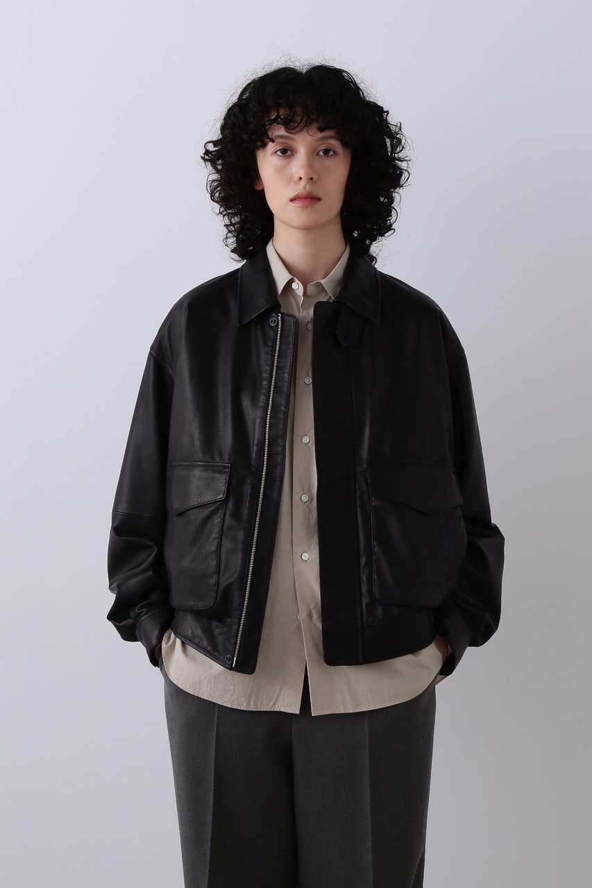 YLEVE(イレーヴ)｜YLEVE / SHEEP LEATHER ZIP BLOUSON/ブラック の通販