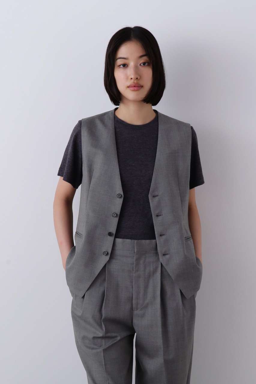 イレーヴ/YLEVEのYLEVE / SUPER120’S CHAMBRAY WOOL VEST(グレー/1686125030)