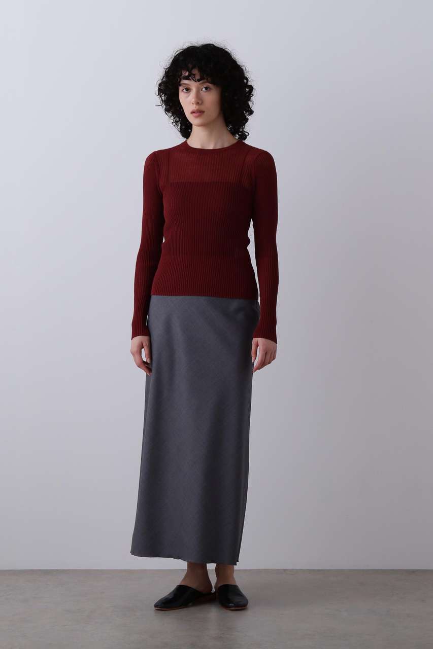 イレーヴ/YLEVEのYLEVE / SUPER120S CHAMBRAY WOOL BIAS SKIRT(グレー/1686130032)