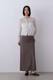 YLEVE / SUPER120'S CHAMBRAY WOOL BIAS SKIRT