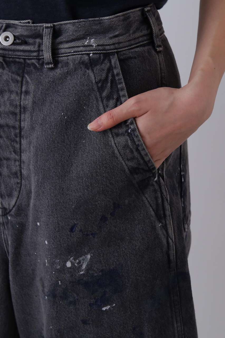 YLEVE(イレーヴ)｜YLEVE / HAND PAINT DENIM SHORTS/ブラック の通販