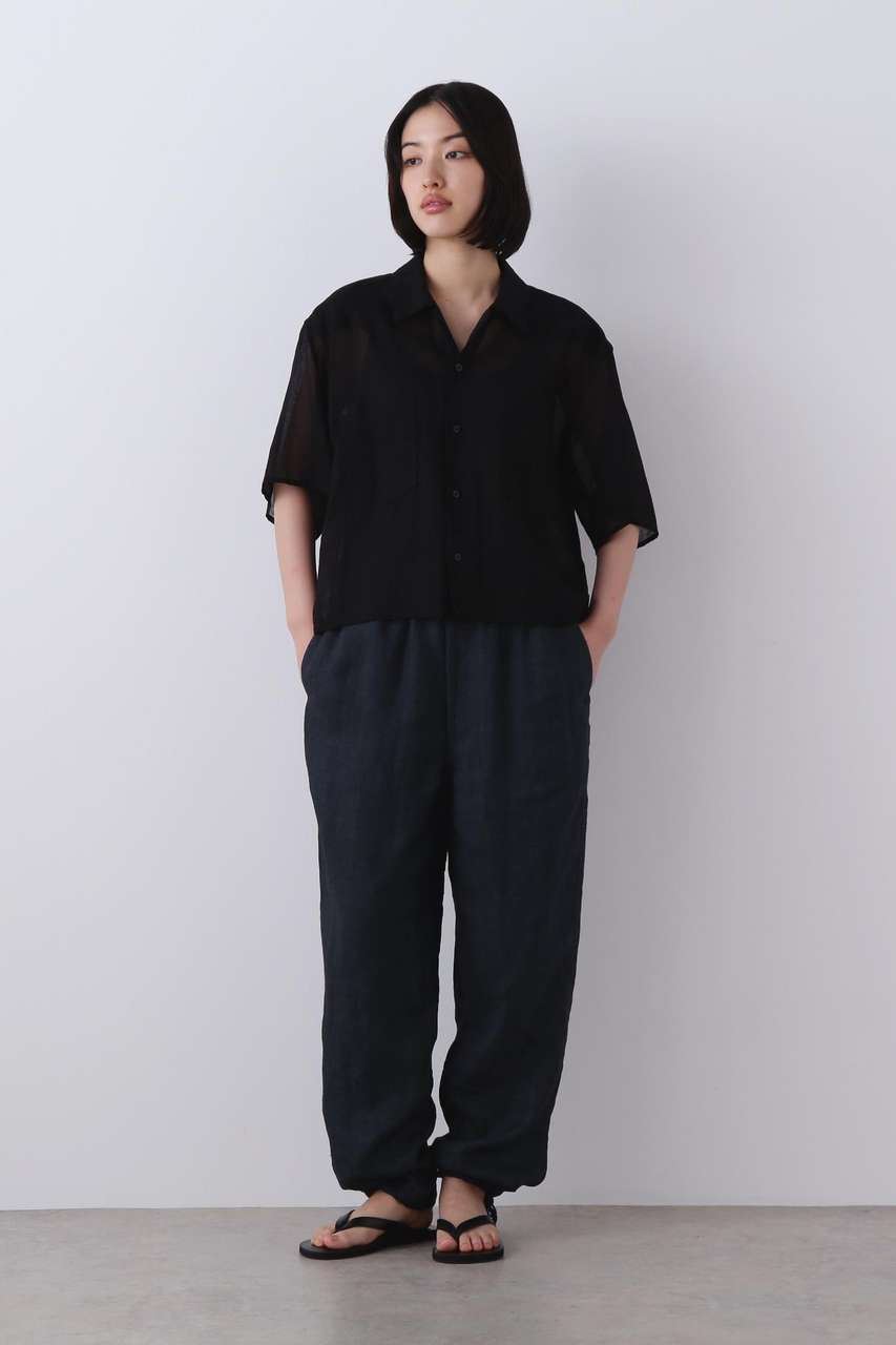 イレーヴ/YLEVEのYLEVE / LINEN POPLIN PANTS(ブラック/1686140057)