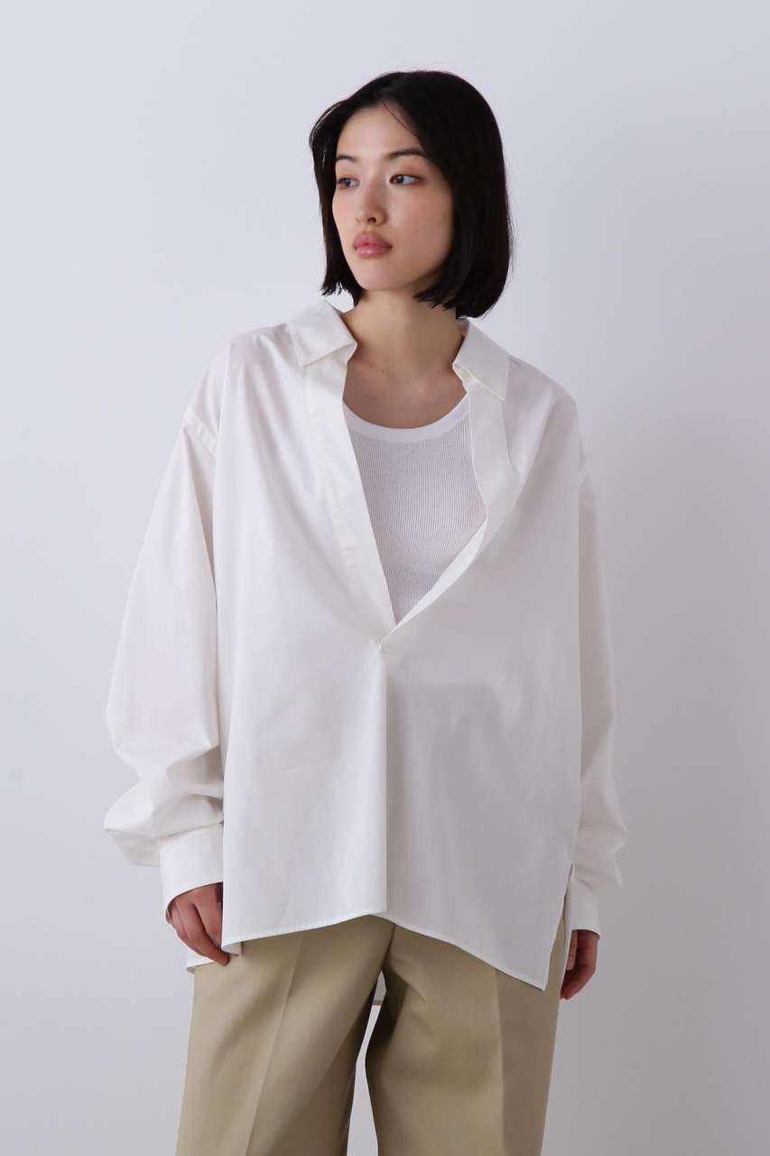 イレーヴ/YLEVEのYLEVE / COTTON SILK TYPEWRITER SKIPPER SHIRT(ホワイト/1686150018)