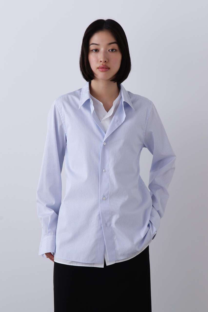 イレーヴ/YLEVEのYLEVE / COTTON BROAD CLOTH LAYERED SHIRT(ブルー/1686150035)