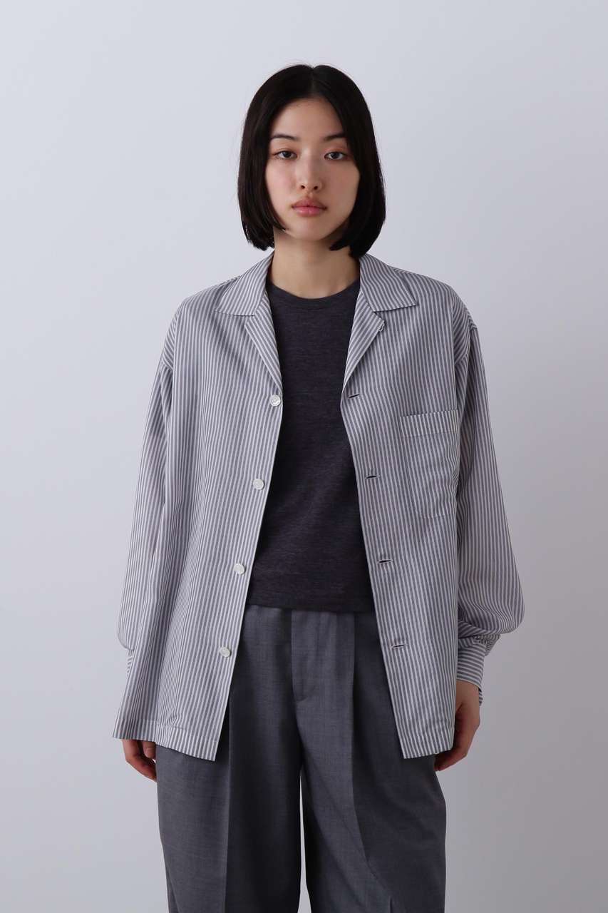 イレーヴ/YLEVEのYLEVE / ACETATE CUPRA STRIPE PAJAMA SHIRT(ブルー/1686150036)