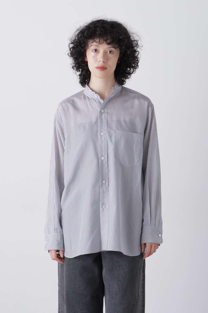 イレーヴ/YLEVEのYLEVE / ACETATE CUPRA STRIPE SHIRT(ブルー/1686150037)