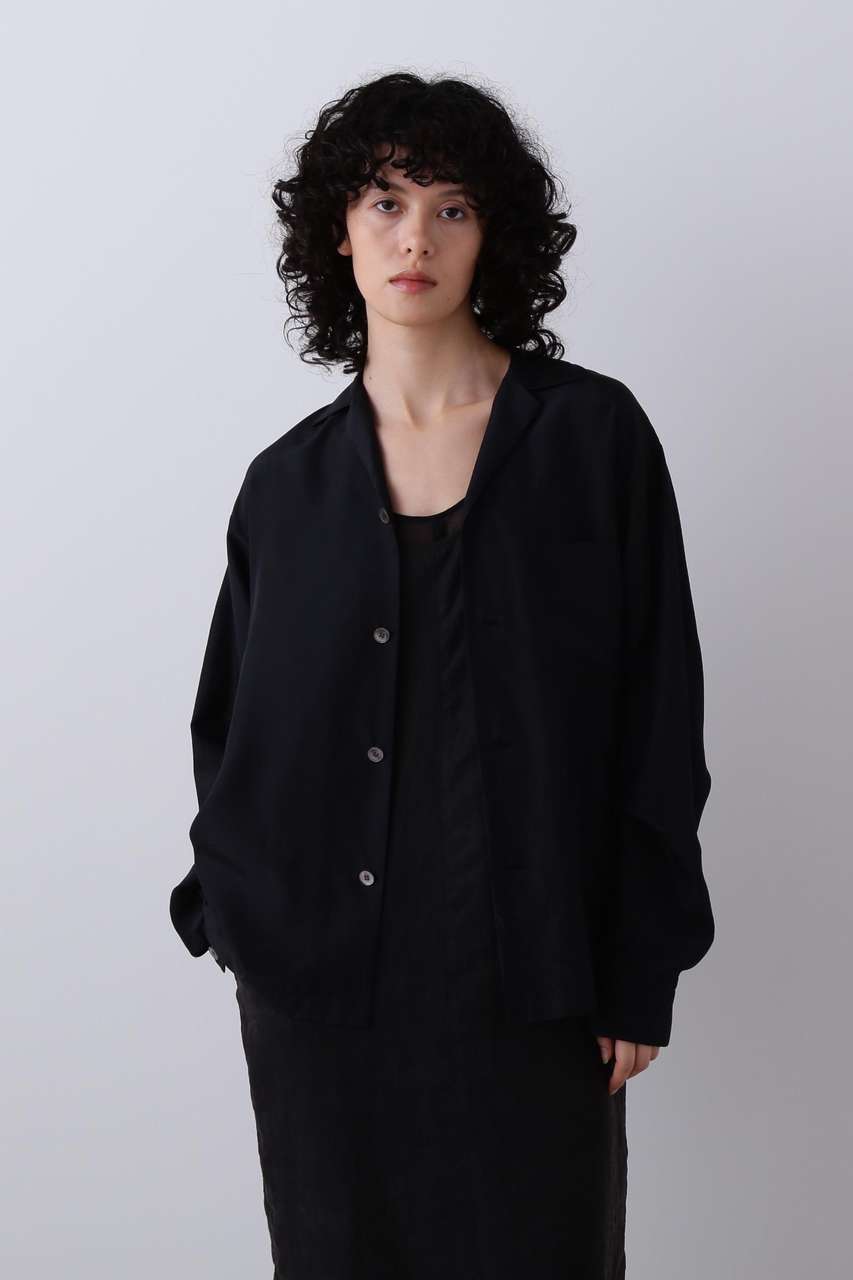 イレーヴ/YLEVEのYLEVE / SILK HABUTAE PAJAMA SHIRT(ブラック/1686150064)