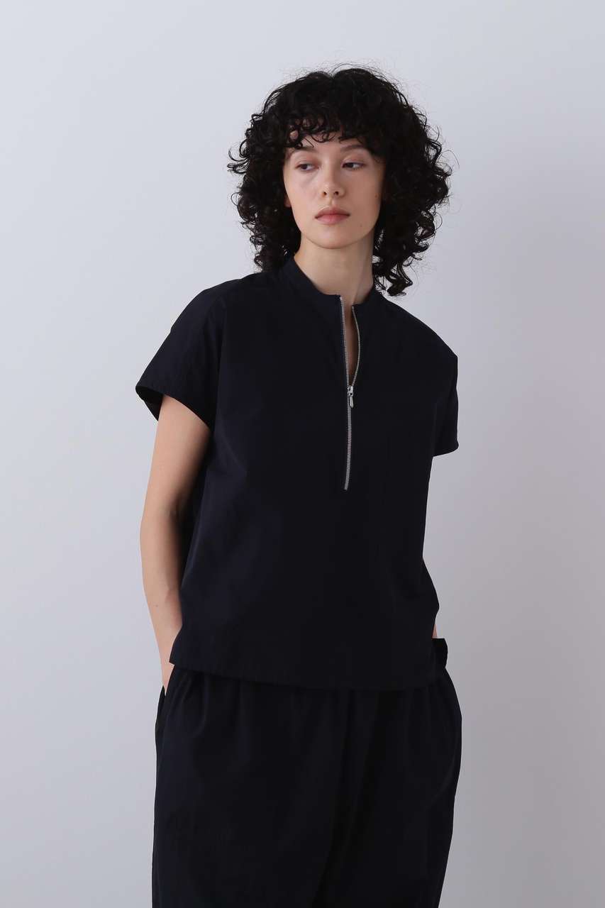 イレーヴ/YLEVEのYLEVE / COTTON CUPRA HALF ZIP SHIRT(ネイビー/1686150084)