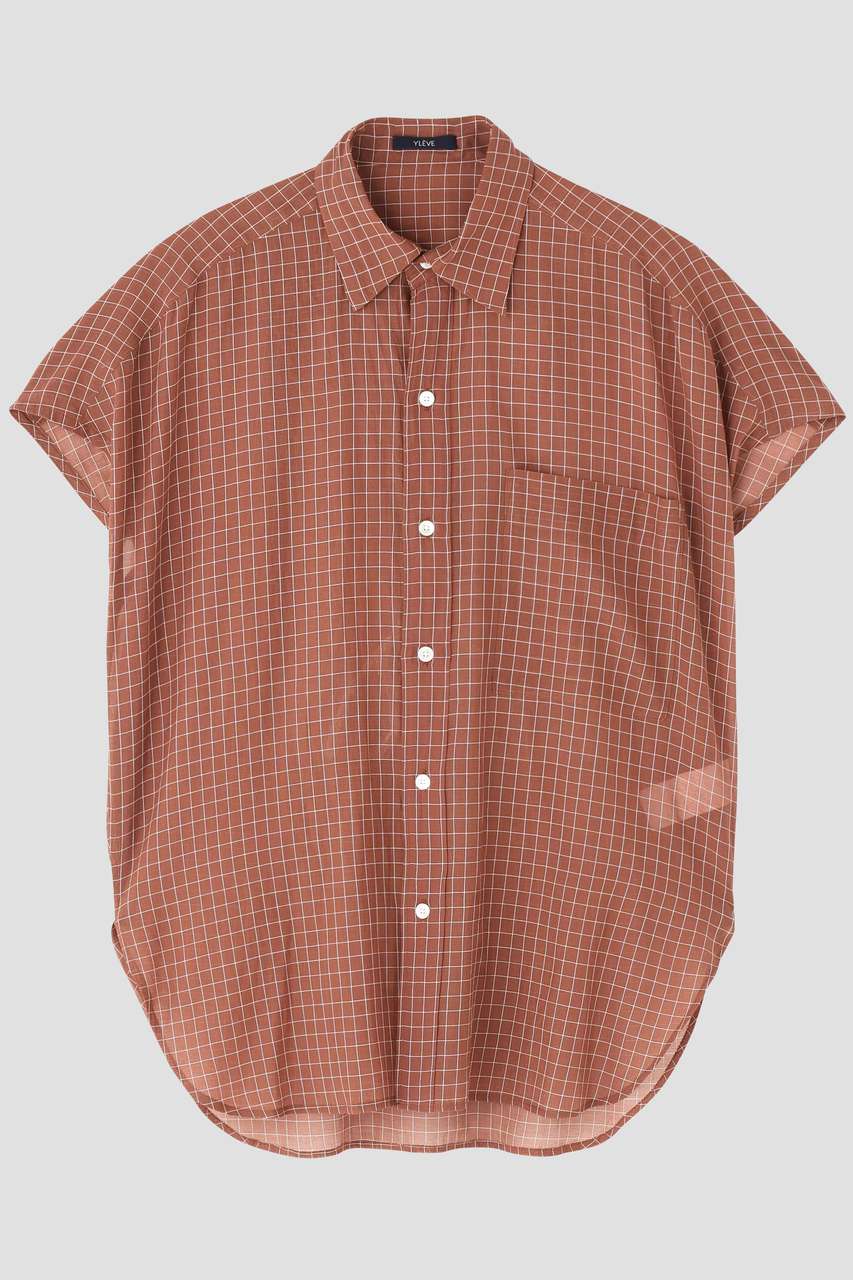 イレーヴ/YLEVEのYLEVE / COTTON SILK CHECK SHIRT(ブラウン/1686150200)