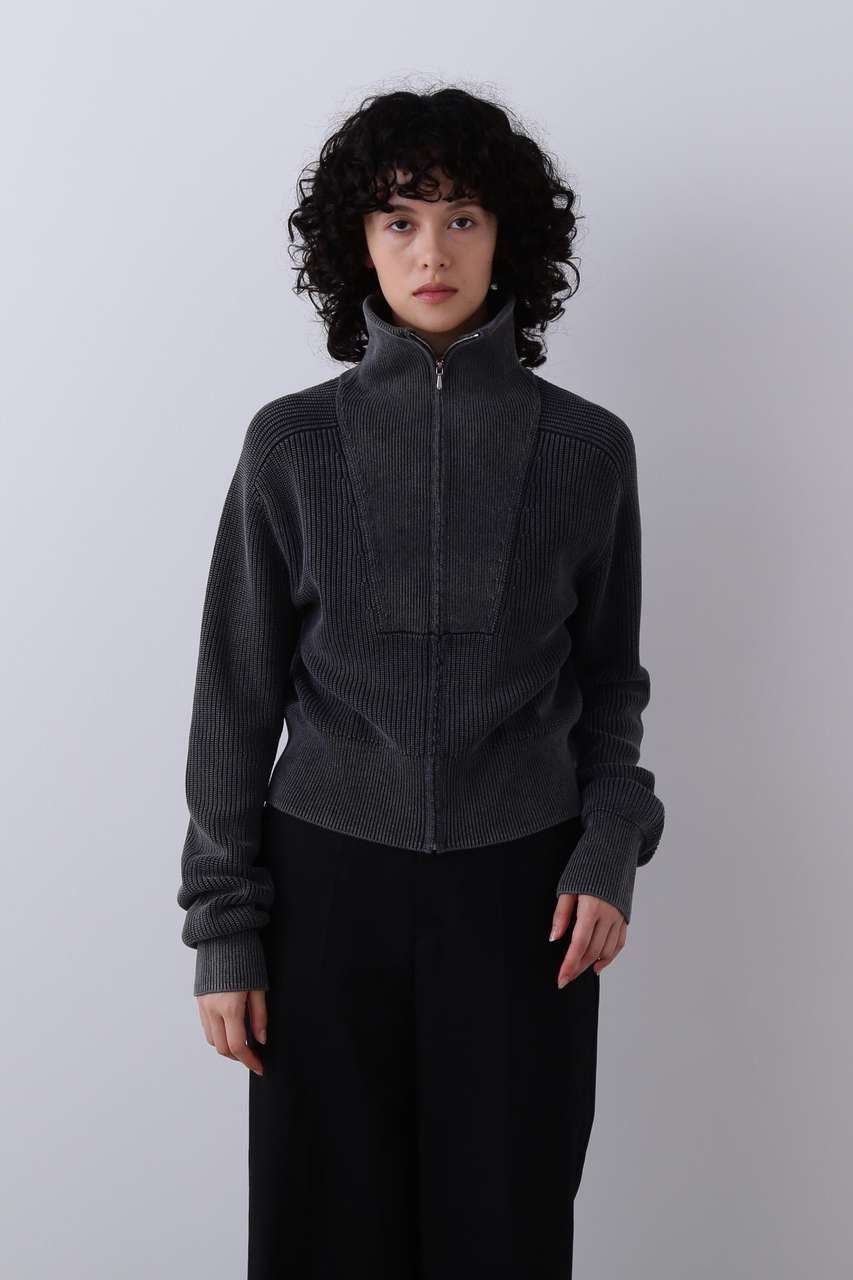 イレーヴ/YLEVEのYLEVE / FADED STONEWASH KNIT ZIP PULLOVER(グレー/1686160012)