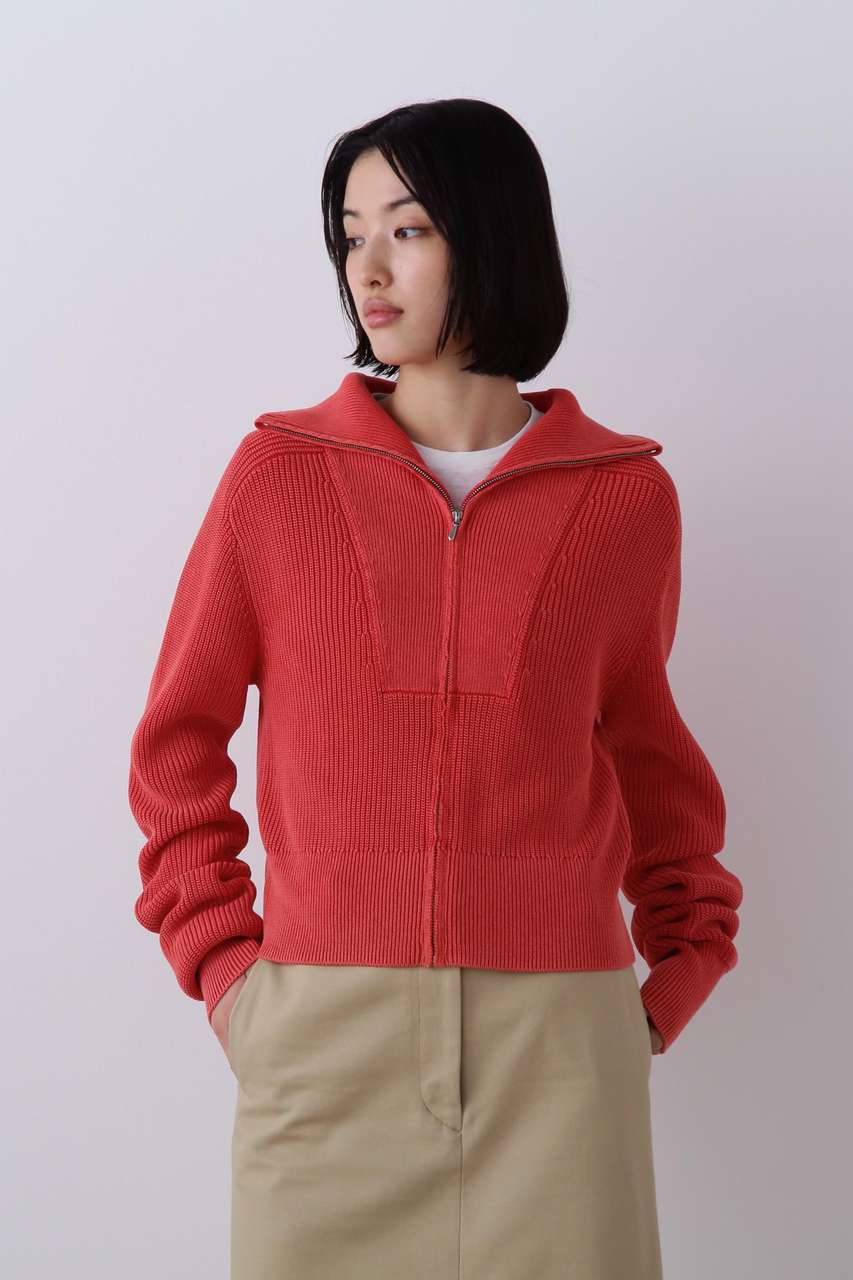 イレーヴ/YLEVEのYLEVE / FADED STONEWASH KNIT ZIP PULLOVER(レッド/1686160012)