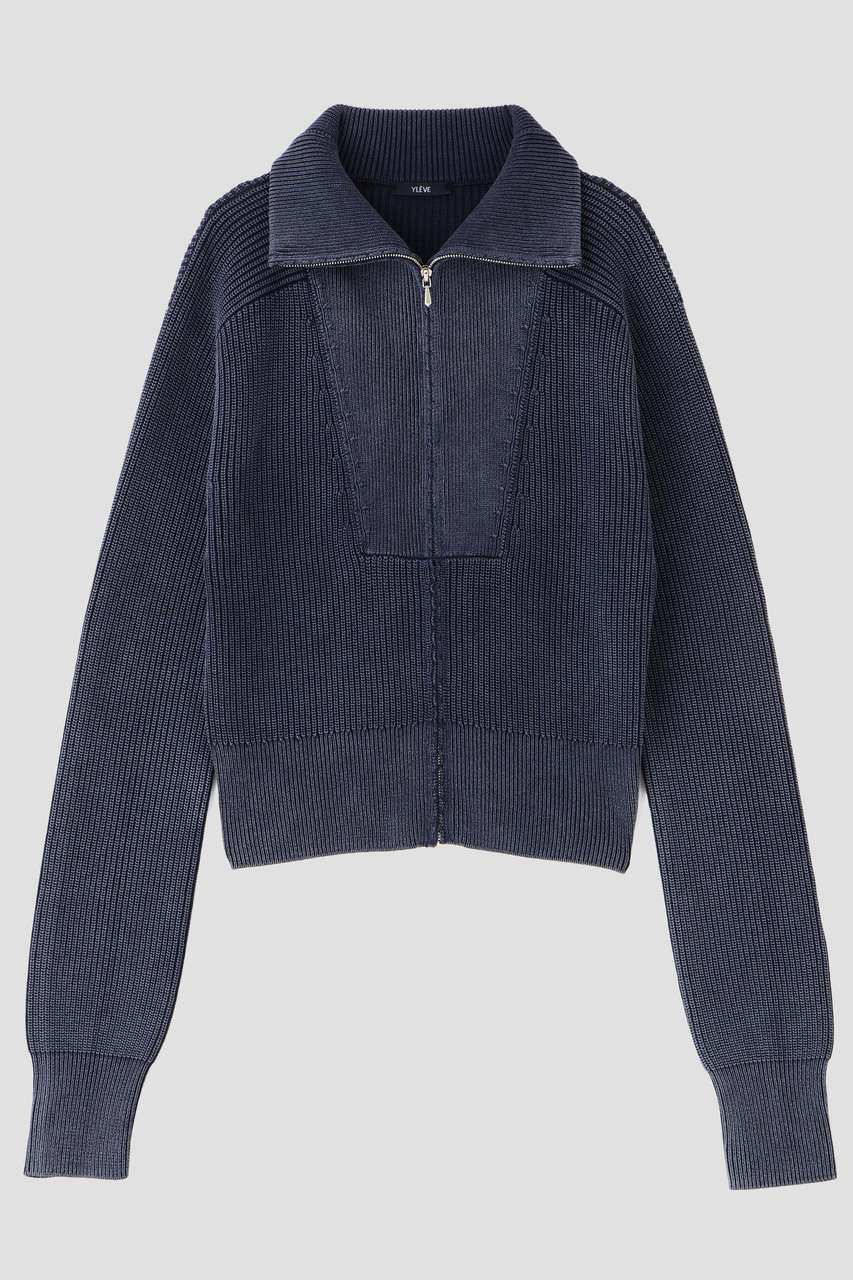 イレーヴ/YLEVEのYLEVE / FADED STONEWASH KNIT ZIP PULLOVER(ネイビー/1686160012)