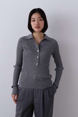 イレーヴ/YLEVEのYLEVE / WOOL SILK CASHMERE RIB KNIT POLO(110300/110301)