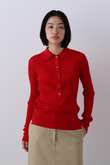 YLEVE / WOOL SILK CASHMERE RIB KNIT POLO
