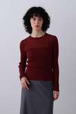 YLEVE / SHEER RIB KNIT LONG SLEEVE PULLOVER