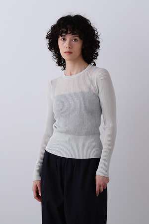 イレーヴ/YLEVEのYLEVE / SHEER RIB KNIT LONG SLEEVE PULLOVER(110300/110301)