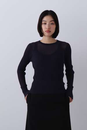 イレーヴ/YLEVEのYLEVE / SHEER RIB KNIT LONG SLEEVE PULLOVER(110300/110301)