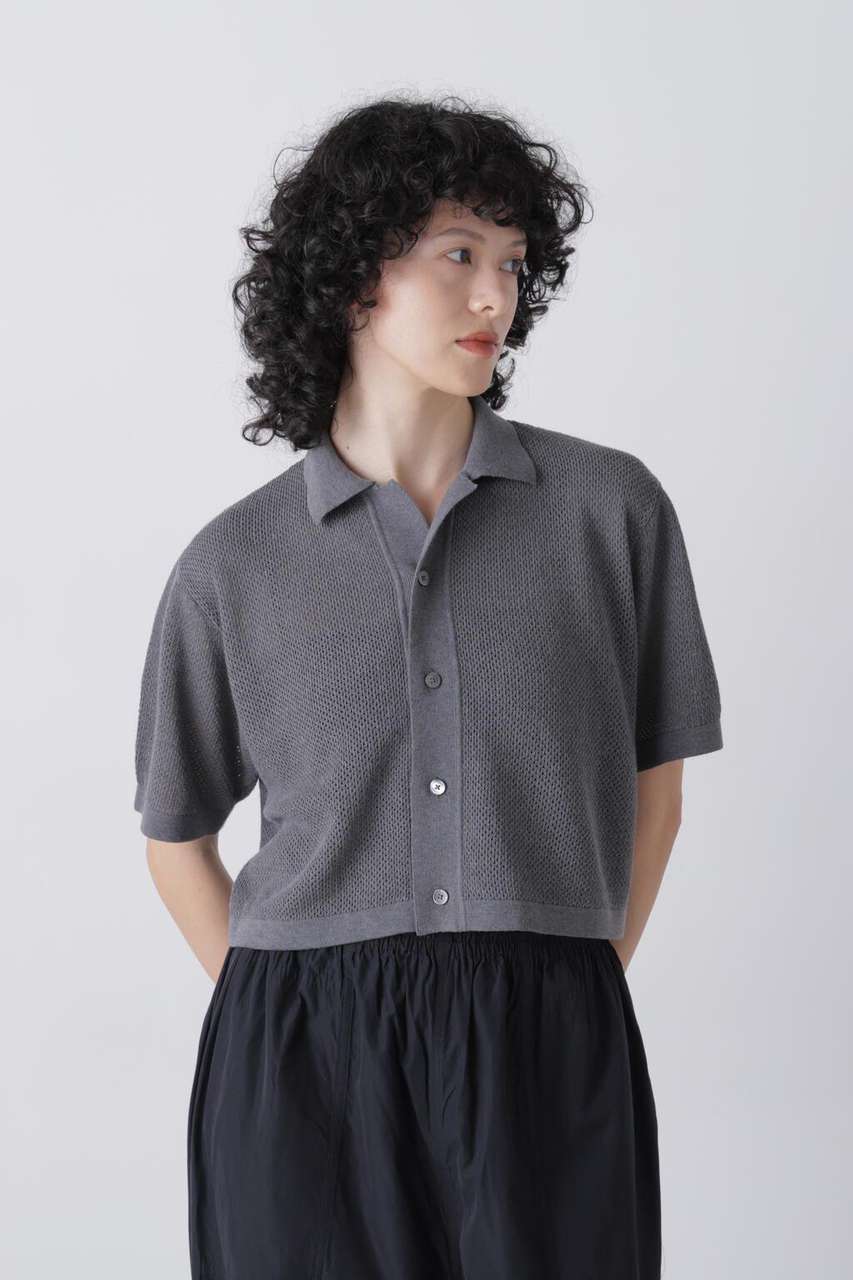 イレーヴ/YLEVEのYLEVE / ICE COTTON OPEN COLLAR KNIT(グレー/1686164116)