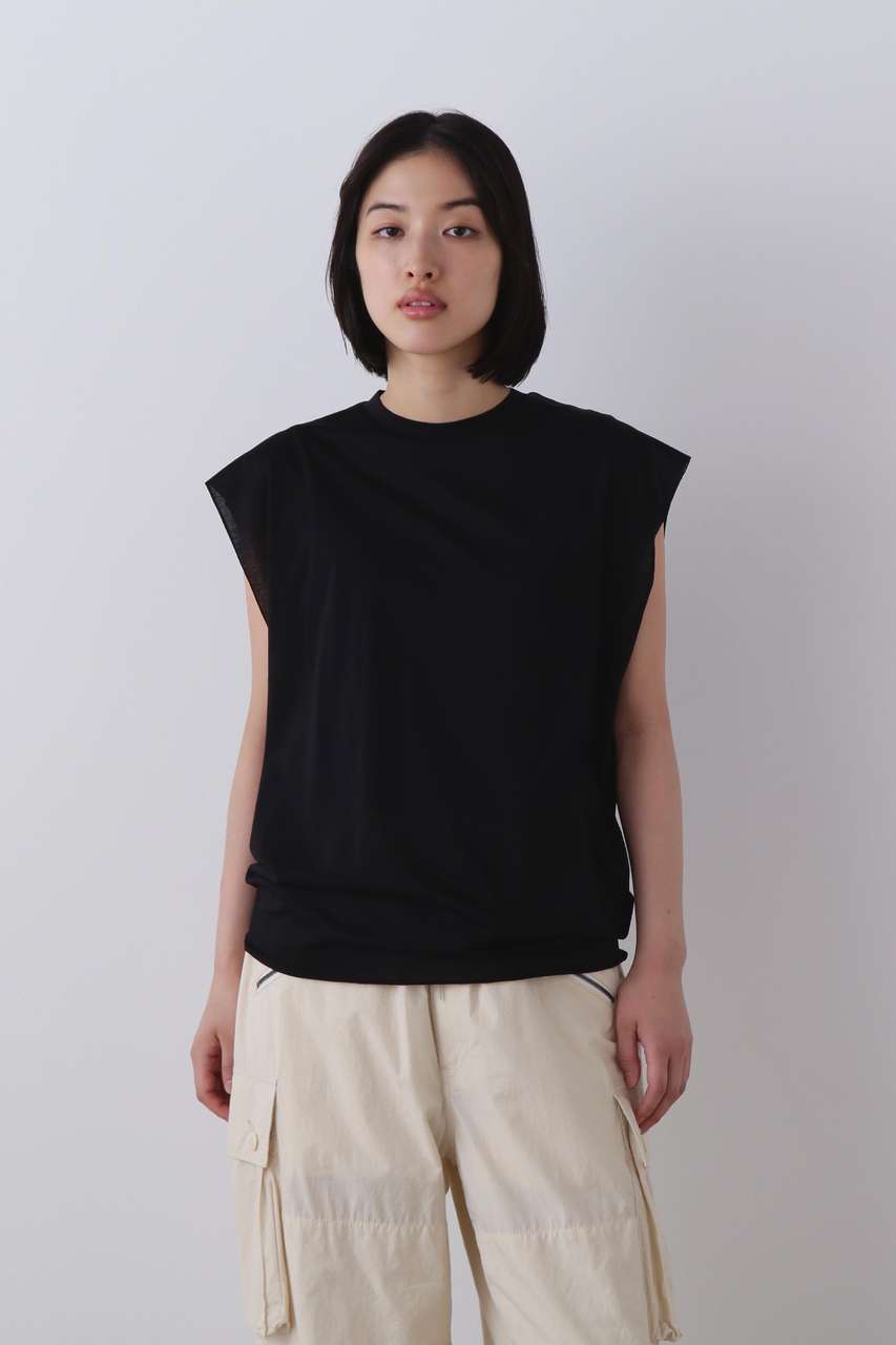イレーヴ/YLEVEのYLEVE / COTTON SHEER JERSEY SLEEVELESS(ブラック/1686166555)