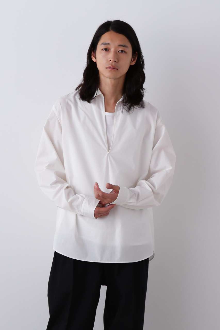 イレーヴ/YLEVEのYLEVE / COTTON SILK TYPEWRITER SKIPPER SHIRT(ホワイト/1706150019)