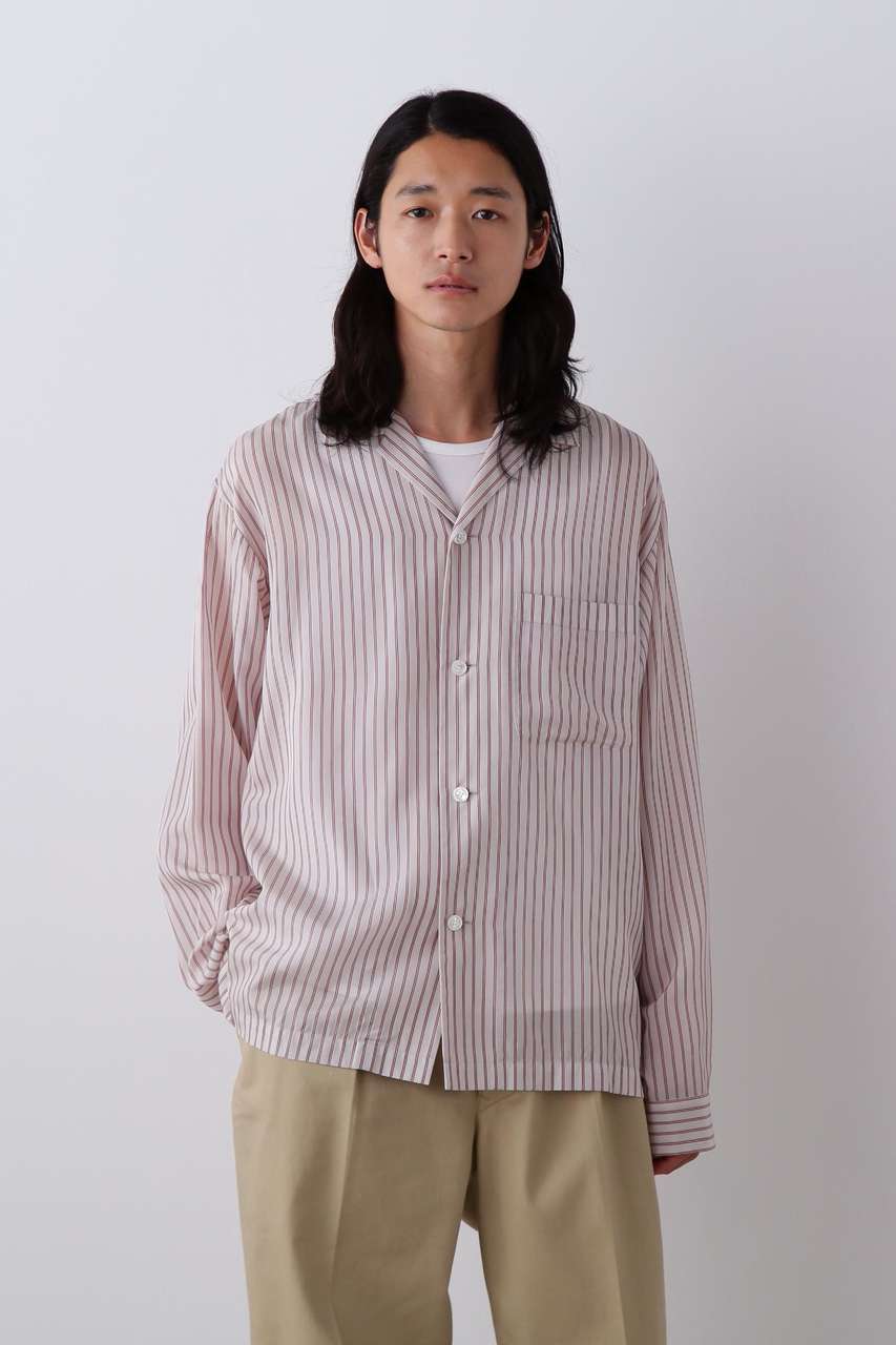 イレーヴ/YLEVEのYLEVE / ACETATE CUPRA STRIPE PAJAMA SHIRT(レッド/1706150036)