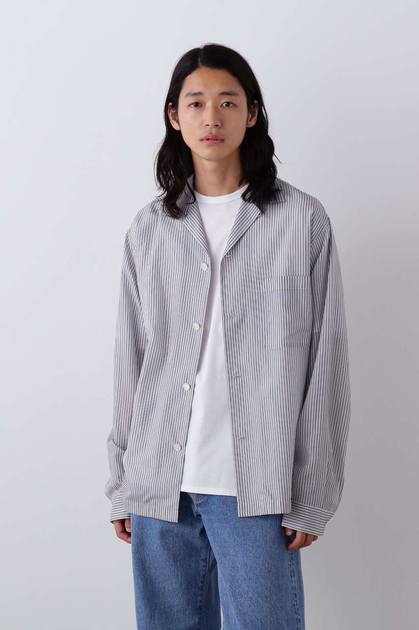 イレーヴ/YLEVEのYLEVE / ACETATE CUPRA STRIPE PAJAMA SHIRT(ブルー/1706150036)