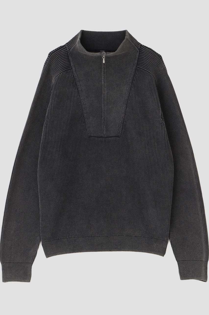 イレーヴ/YLEVEのYLEVE / FADED STONEWASH KNIT ZIP PULLOVER(グレー/1706160013)