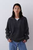 YLEVE / FADED STONEWASH KNIT ZIP PULLOVER