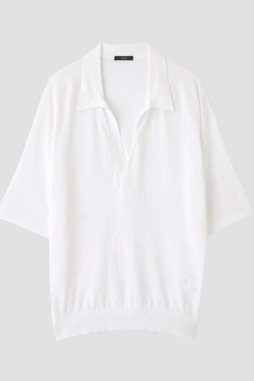 イレーヴ/YLEVEのYLEVE / COTTON LINEN KNIT SKIPPER POLO(ホワイト/1706160074)
