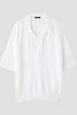 YLEVE / COTTON LINEN KNIT SKIPPER POLO