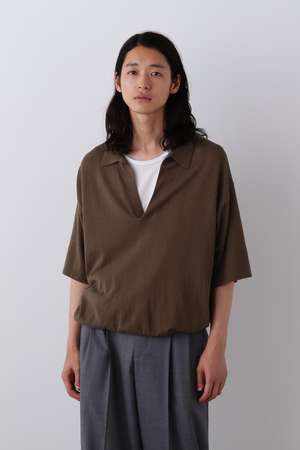 イレーヴ/YLEVEのYLEVE / COTTON LINEN KNIT SKIPPER POLO(110300/110301)