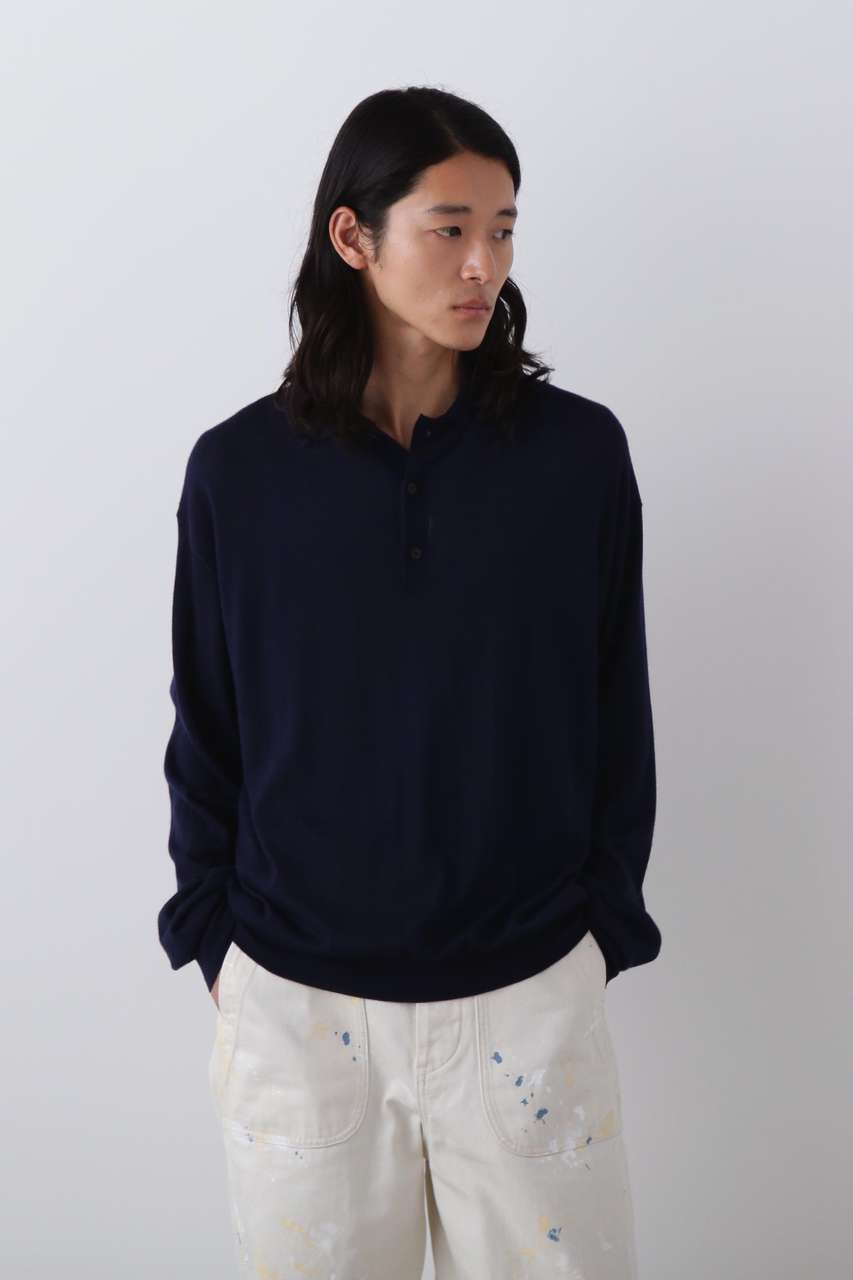 イレーヴ/YLEVEのYLEVE / WOOL SILK CASHMERE KNIT POLO(ネイビー/1706160093)