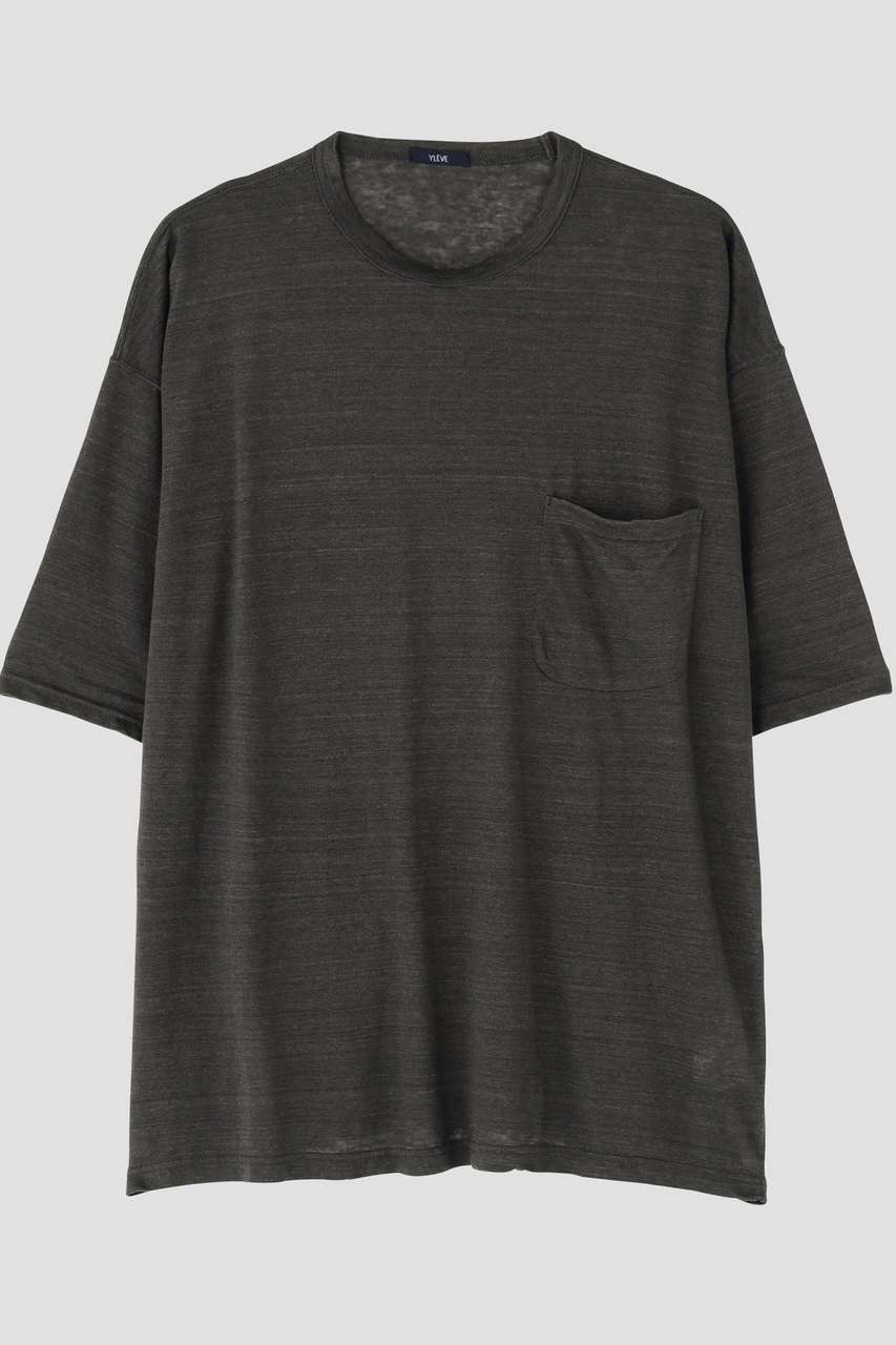 YLEVE YLEVE / LINEN POCKET T-SHIRT (グレー, 5) イレーヴ ELLE SHOP