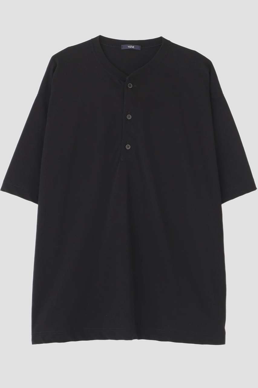 イレーヴ/YLEVEのYLEVE / COTTON HIGH-TWISTED JERSEY HENRY NECK T-SHIRT(ブラック/1706166045)