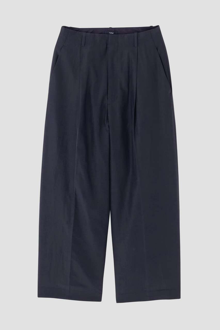 イレーヴ/YLEVEのYLEVE / SILK COTTON CLOTH BIO SUEDE TROUSERS(ネイビー/1685140202)