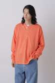 YLEVE / PIGMENT DYED COTTON HENRY NECK LONG-SLEEVE T