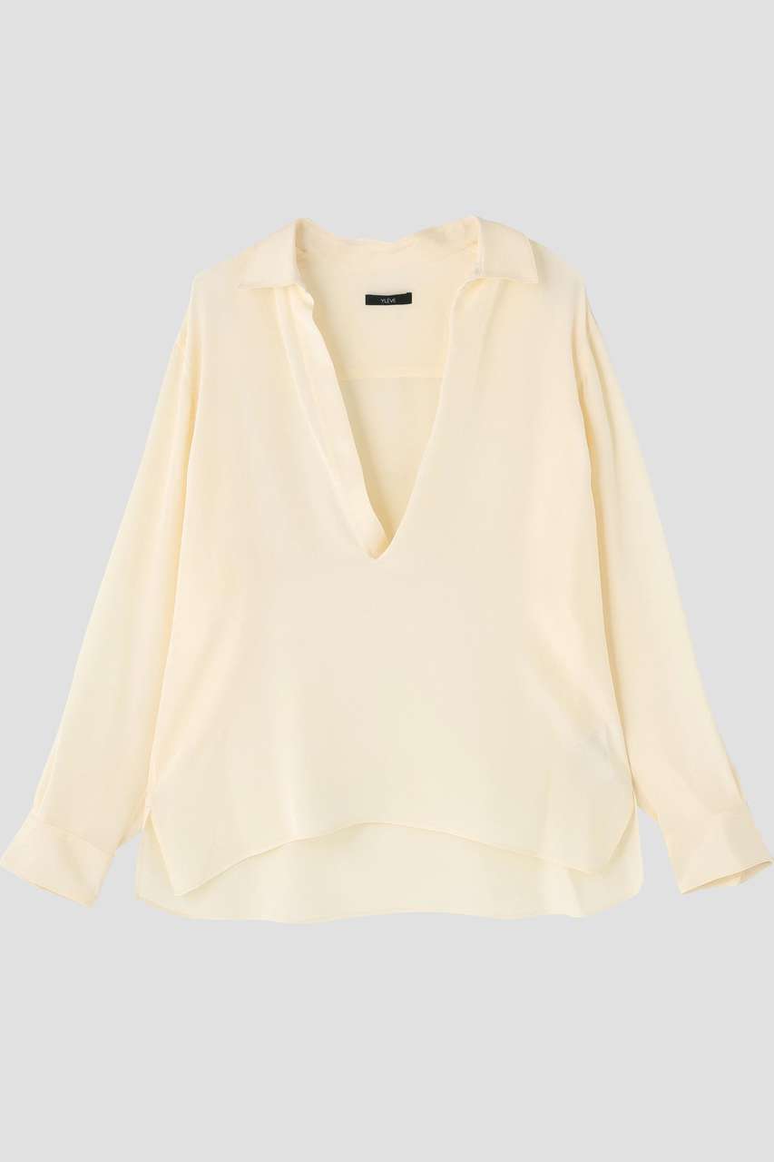 イレーヴ/YLEVEのYLEVE / SILK DE CHINE SKIPPER SHIRT(ホワイト/1686250055)