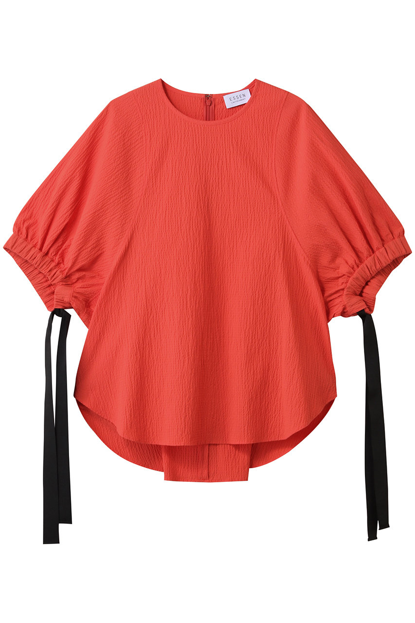 バンピーコットンハーフスリーブブラウス