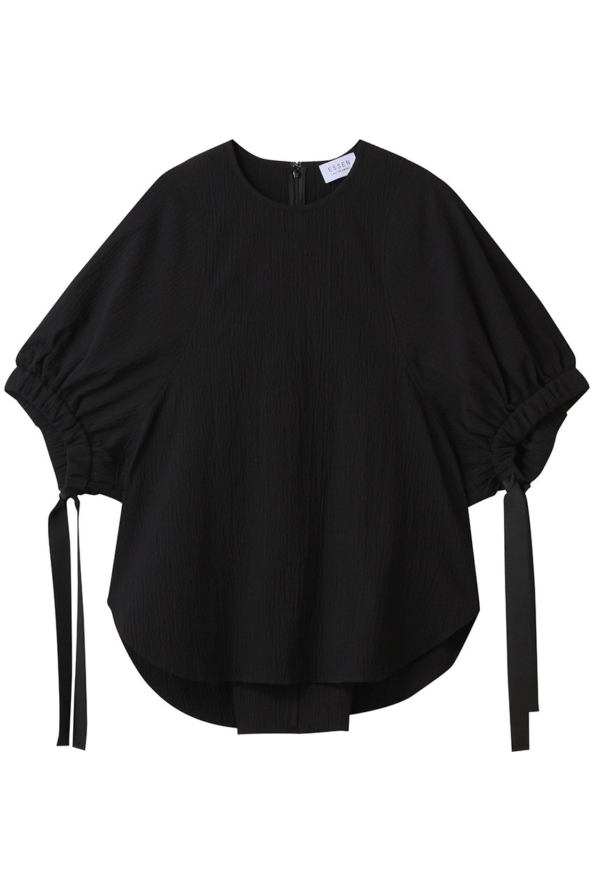 バンピーコットンハーフスリーブブラウス