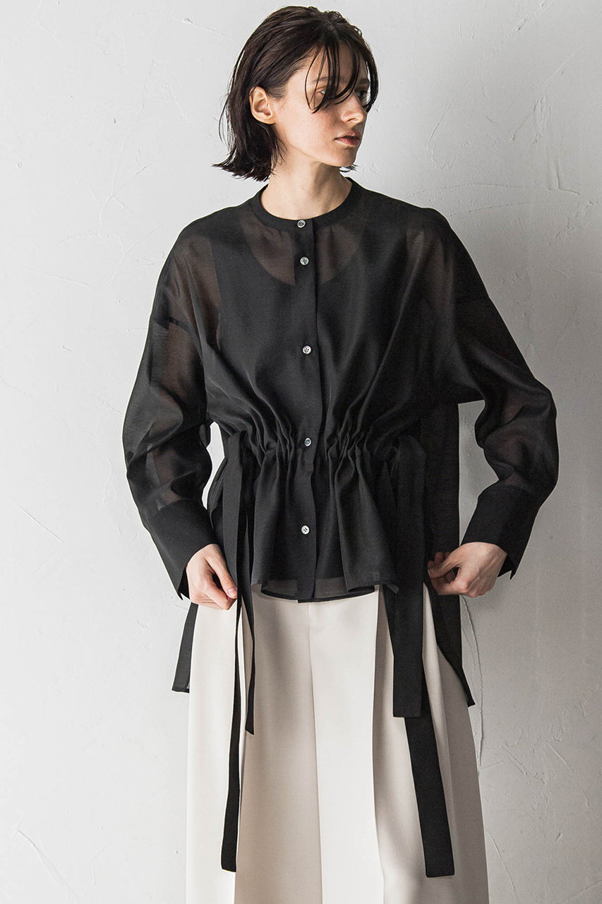 ESSEN.LAUTREAMONT シアーポリエステルドローストリングブラウス (ブラック, 38) エッセン.ロートレアモン ELLE SHOP ESSEN.LAUTREAMONT シアーポリエステルドローストリングブラウス (ブラック, 38) エッセン.ロートレアモン ELLE SHOP